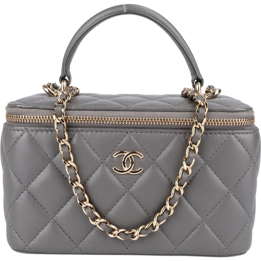 Chanel Quilted Lambskin Top Handle Vanity Case Crossbody Bag