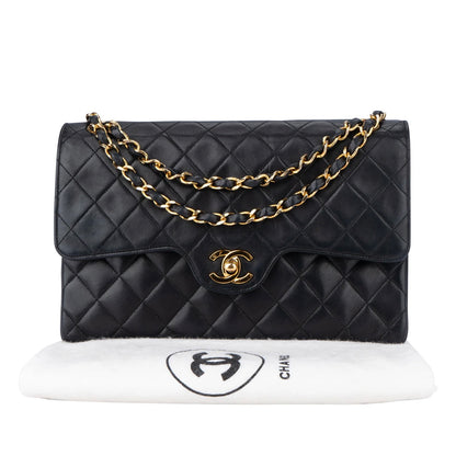 Chanel Quilted Lambskin 24K Gold Double Flap Crossbody Bag