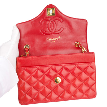 Chanel Quilted Lambskin 24K Gold Single Flap Crossbody Bag