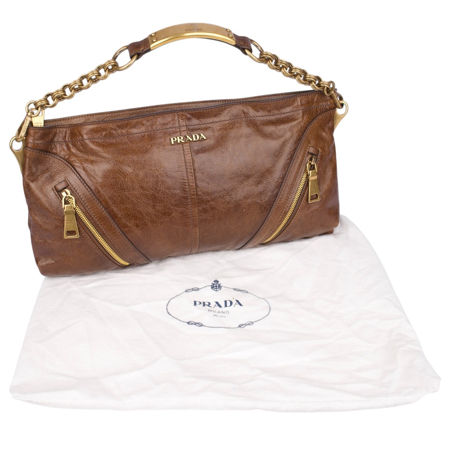 Prada Vitello Leather Shine Chain Shoulder Bag