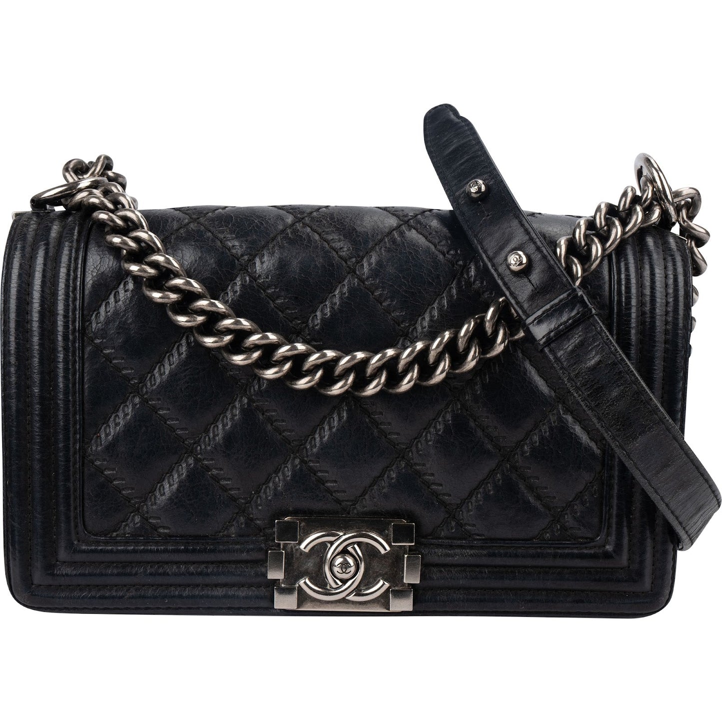 Chanel Aged Quilted Calfskin Medium Boy Crossbody Bag