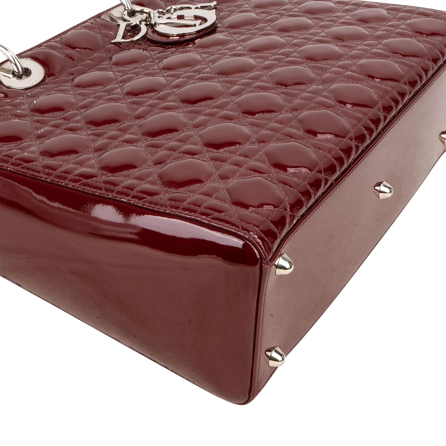 Christian Dior Quilted Patent Leather Lady Dior Handbag