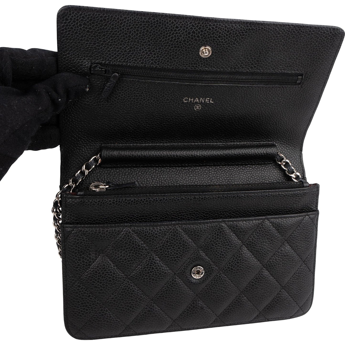 Chanel Quilted Caviar Leather Wallet on Chain Crossbody Bag