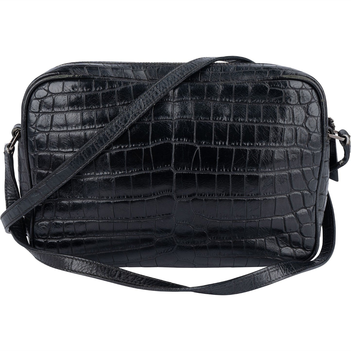 Saint Laurent Croc-Embossed Leather Lou Camera Crossbody Bag