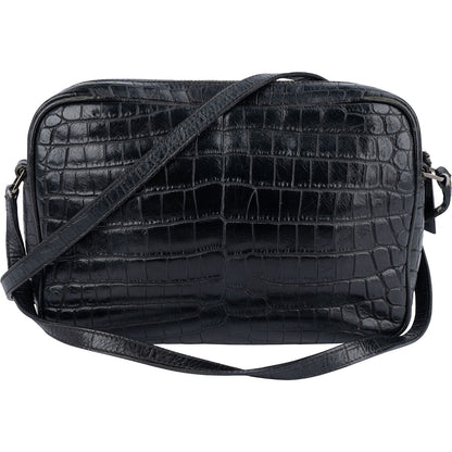 Saint Laurent Croc-Embossed Leather Lou Camera Crossbody Bag