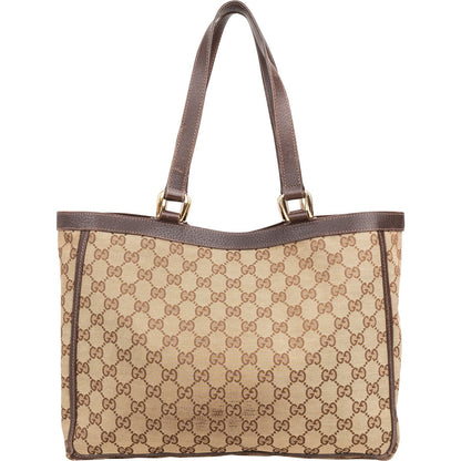 Gucci Monogram GG Canvas Abbey Double Pocket Tote Shoulder Bag