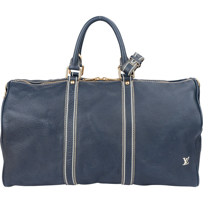 Louis Vuitton Premium Navy Tobago Leather Keepall 50