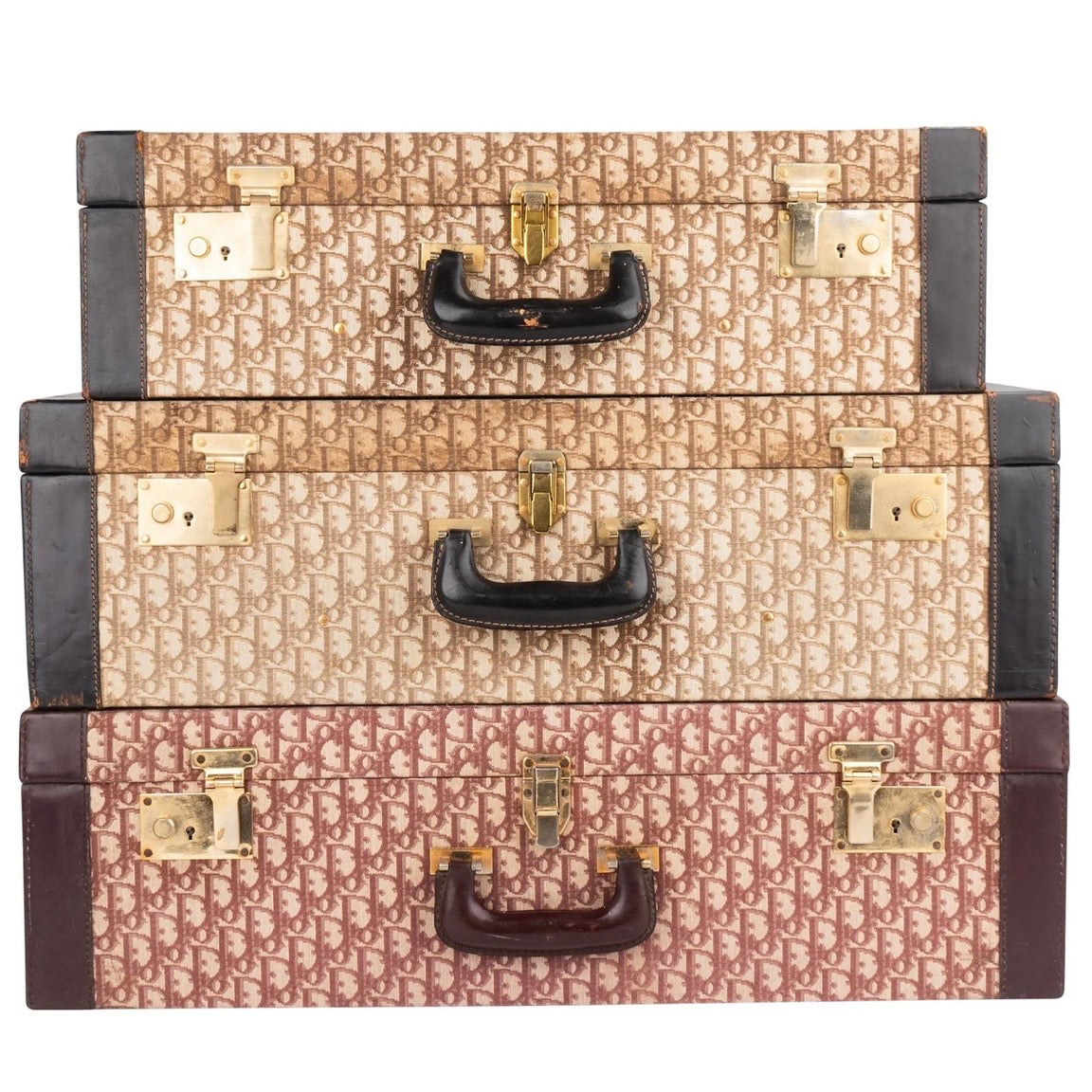 Christian Dior Trotter Monogram Vintage Suitcase Trio Tower