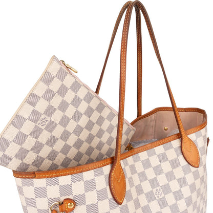 Louis Vuitton Monogram Damier Azur Neverfull MM Shoulder Bag