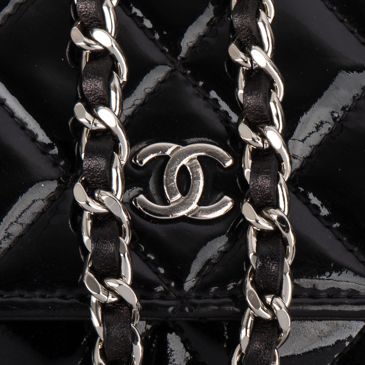 Chanel Quilted Patent Leather Wallet On Chain Crossbody Bag