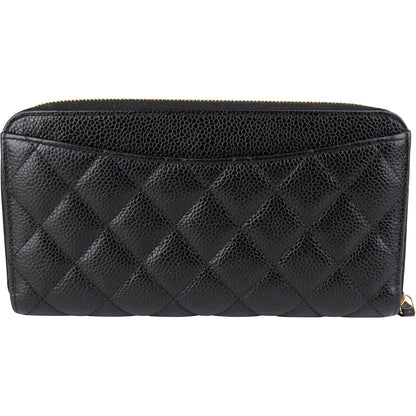 Chanel Quilted Caviar Leather Classic Long Zip Around Wallet