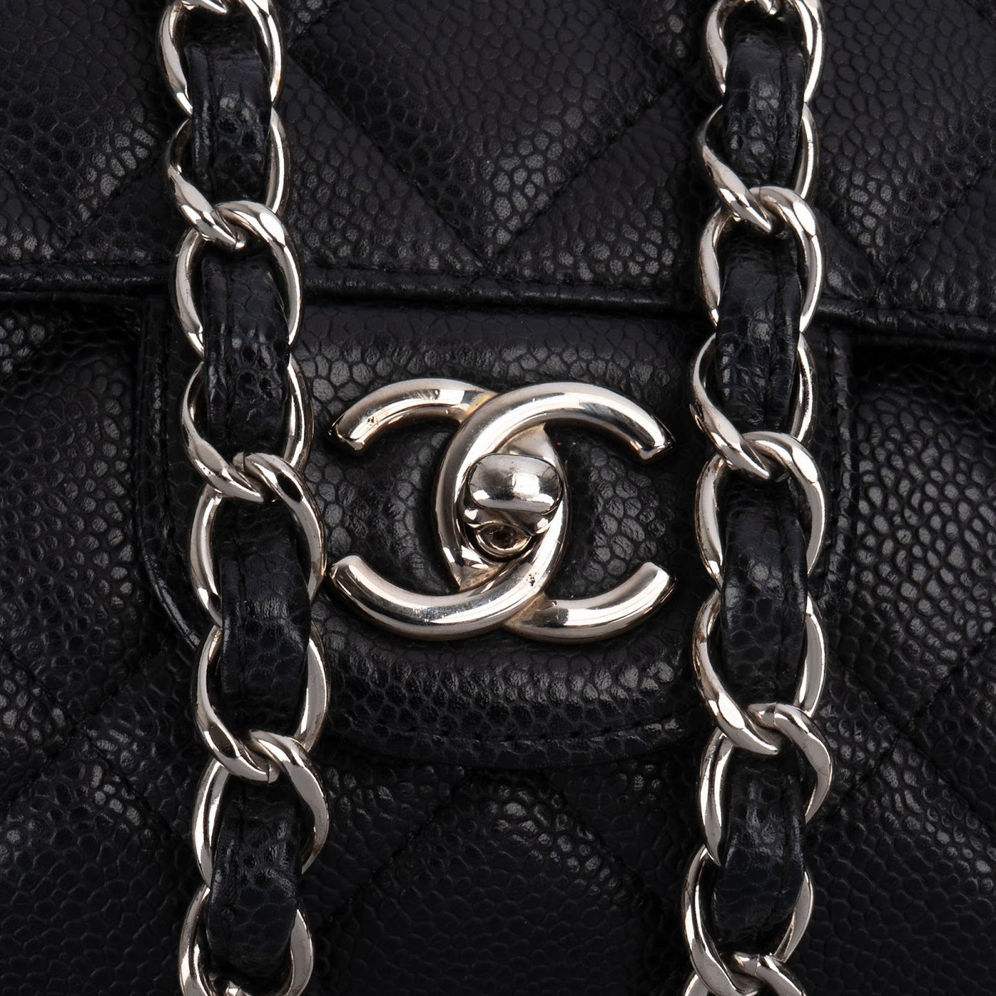 Chanel Quilted Caviar Leather Palladium Maxi Single Flap Crossbody Bag