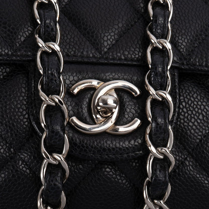 Chanel Quilted Caviar Leather Palladium Maxi Single Flap Crossbody Bag