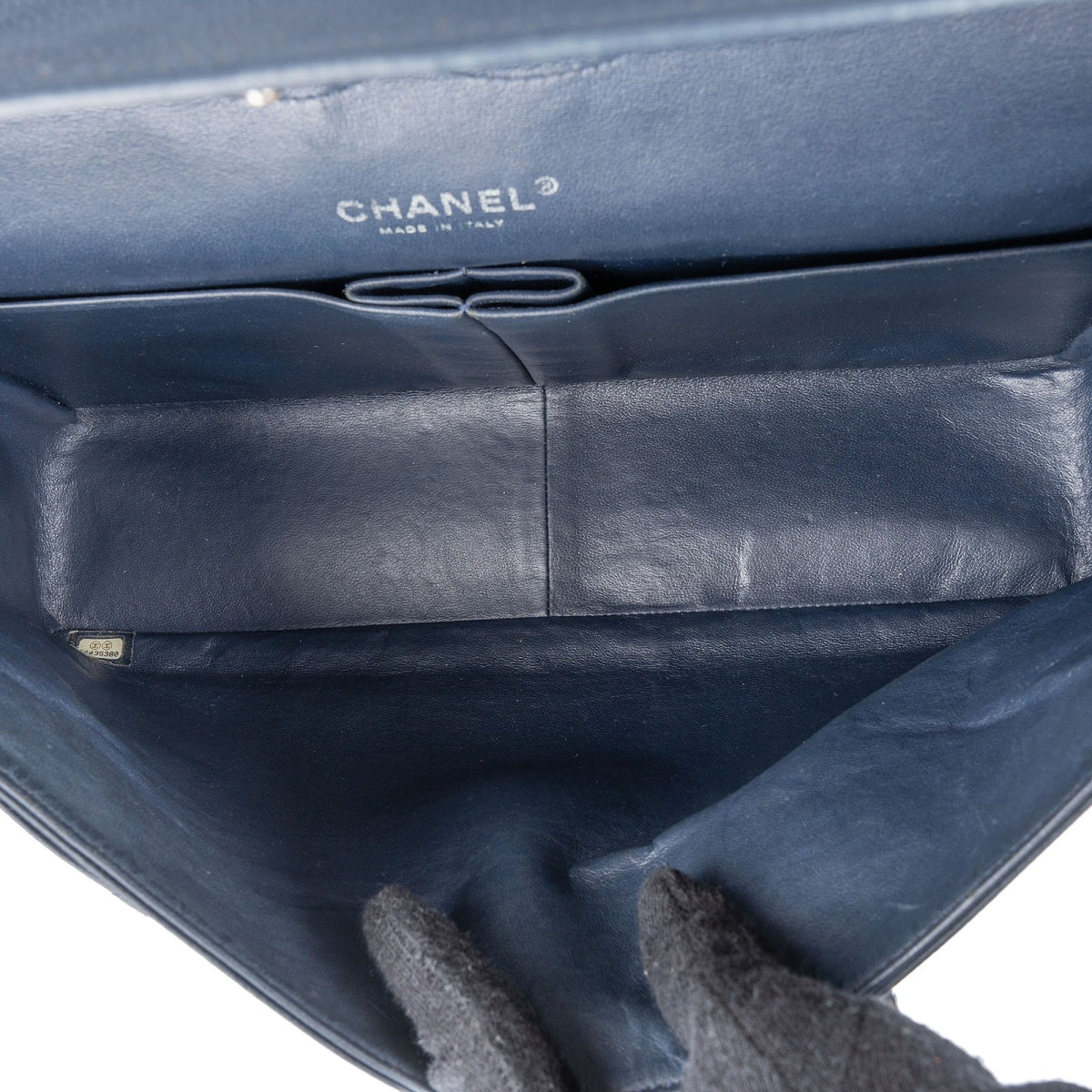 Chanel Navy Qulited Caviar Leather Maxi Double Flap Crossbody Bag