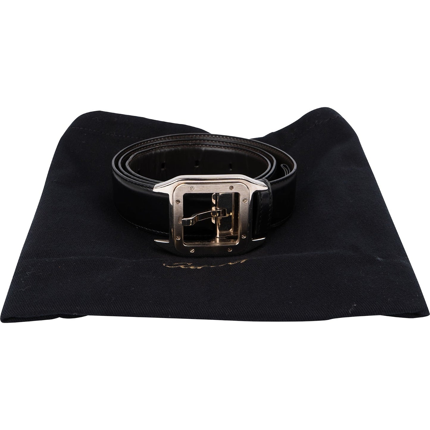 Cartier Silver Tone Reversible Leather Cartier Belt