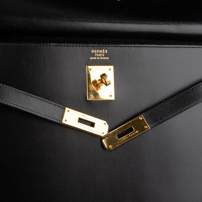 Hermès Noir Boxcalf Kelly 35 Sellier Handbag