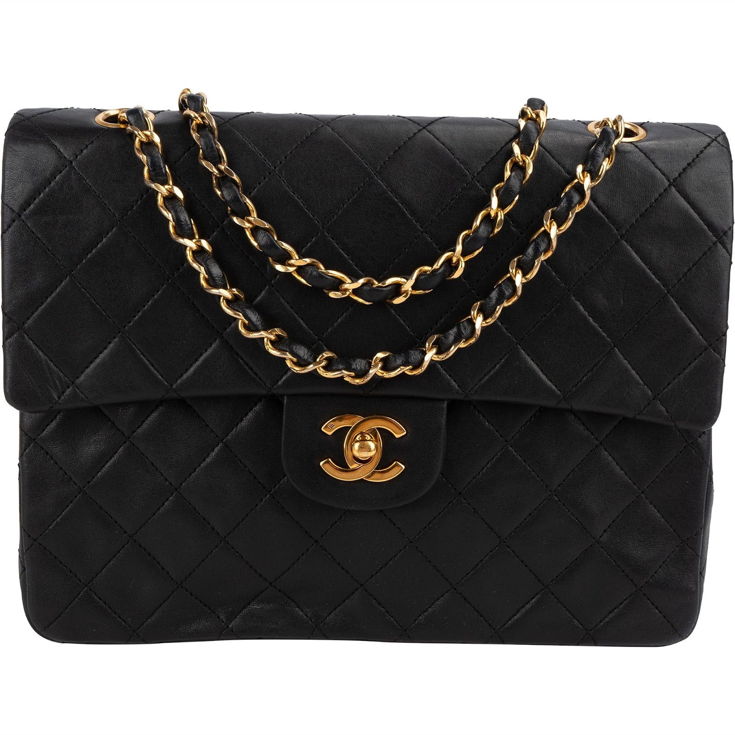 Chanel Quilted Lambskin Medium 24K Gold Double Flap Shoulder Bag