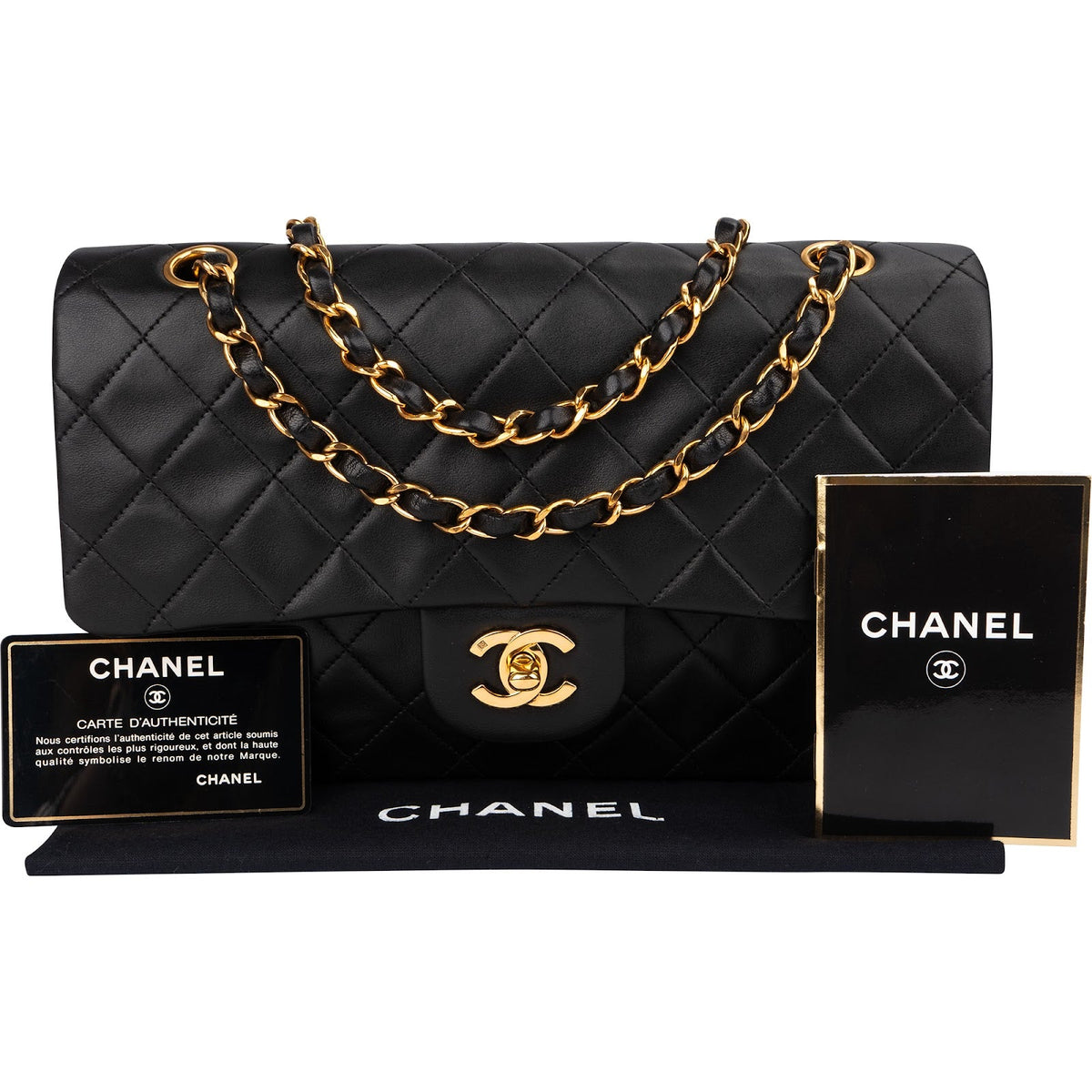 Chanel Quilted Lambskin Medium 24K Gold Double Flap Shoulder Bag