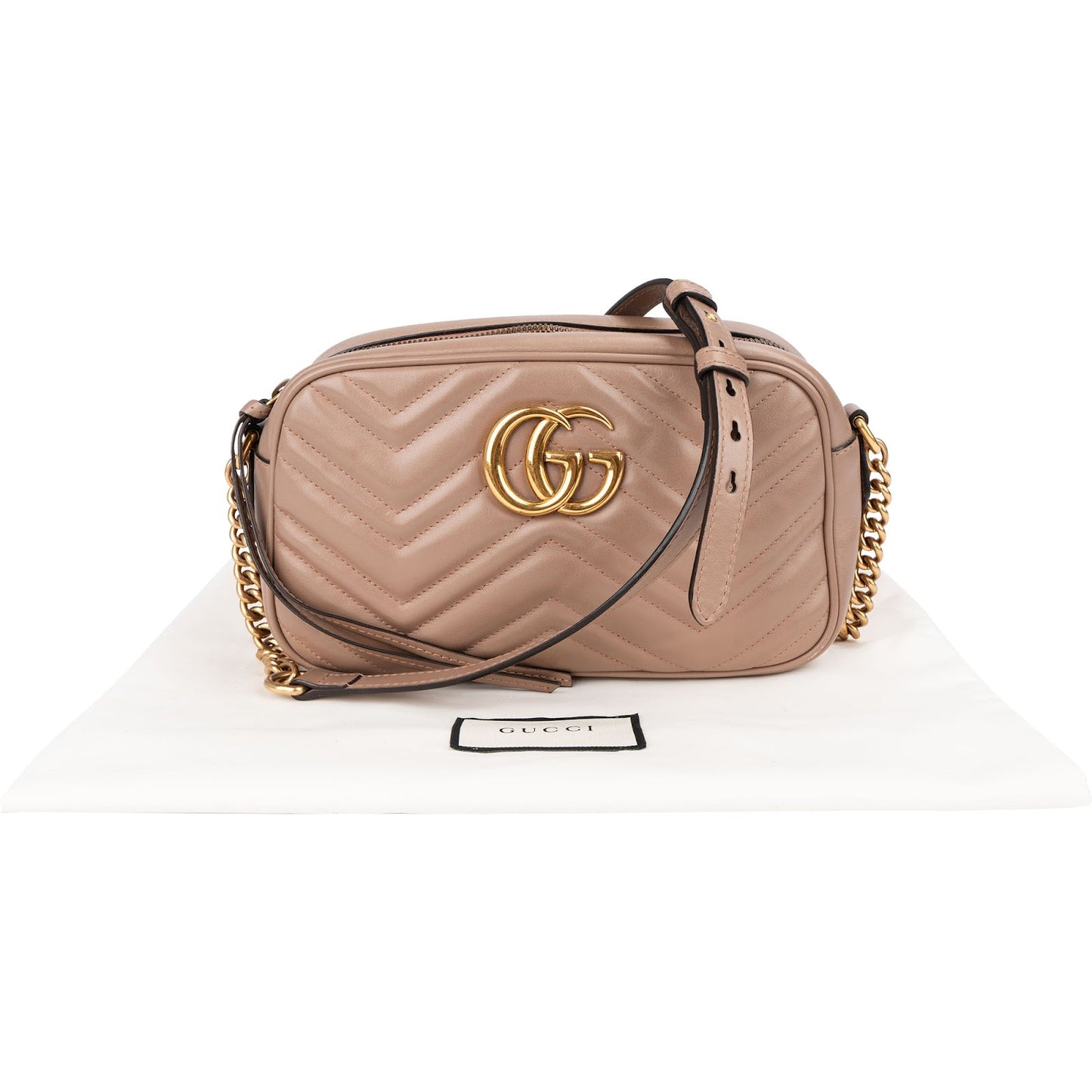 Gucci Chevron Leather GG Marmont Medium Crossbody Bag
