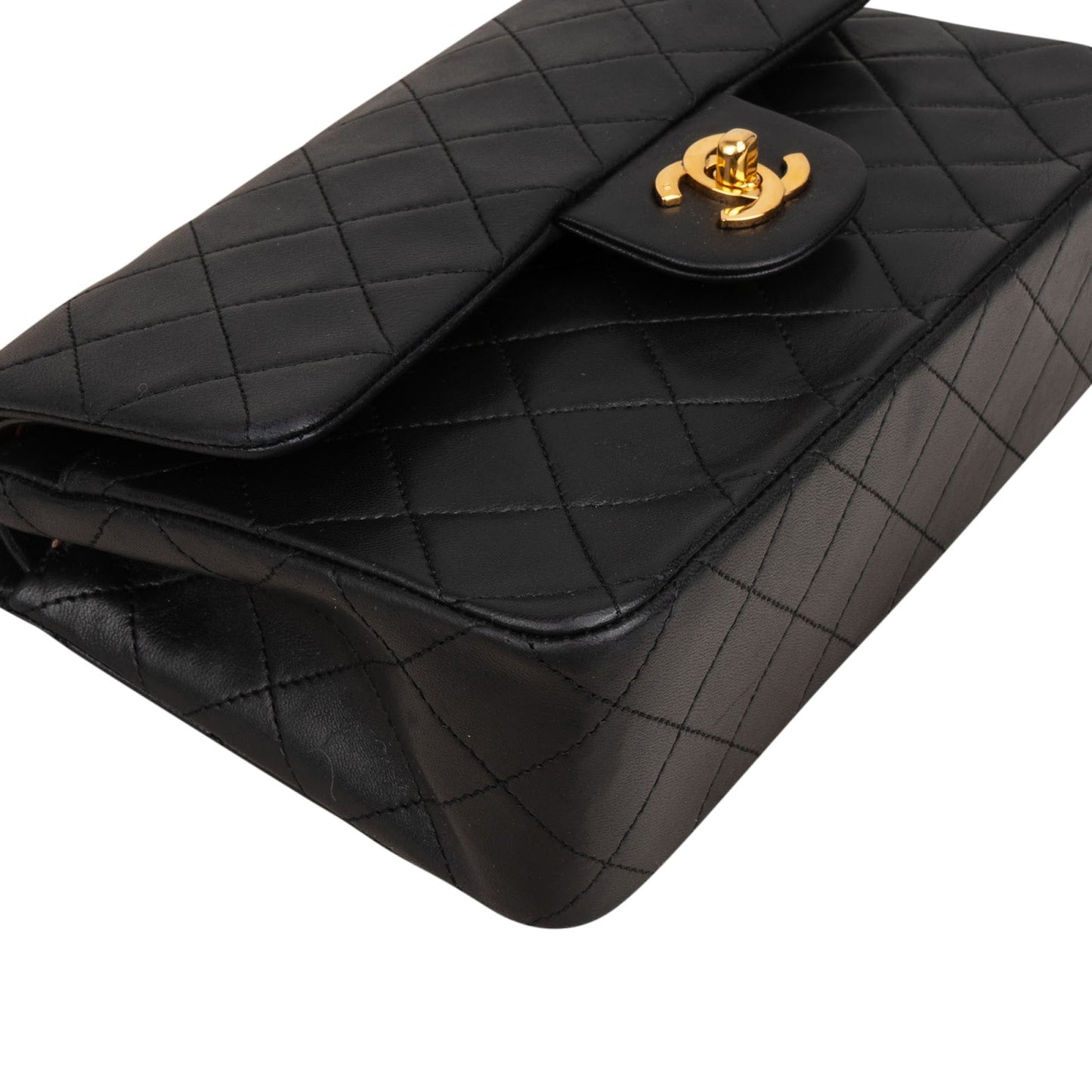 Chanel Quilted Lambskin Small 24K Gold Double Flap Shoulder Bag