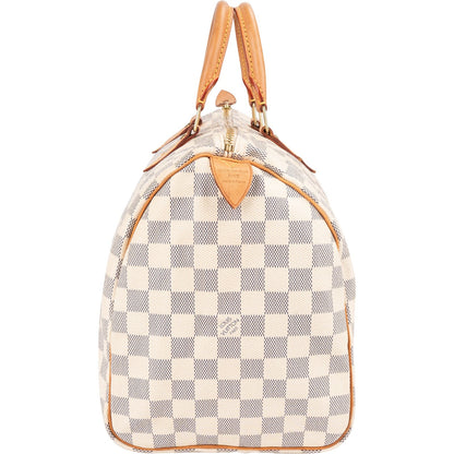 Louis Vuitton Monogram Damier Azur Canvas Speedy 35 Handbag