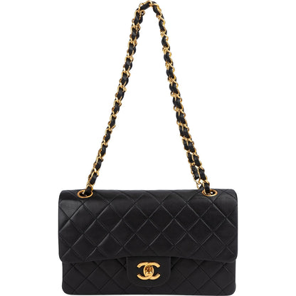 Chanel Quilted Lambskin 24K Gold Small Double Flap Shoulder Bag