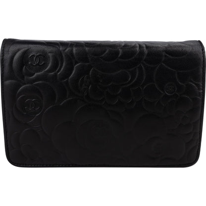 Chanel Camellia Embossed Lambskin Wallet On Chain Crossbody Bag