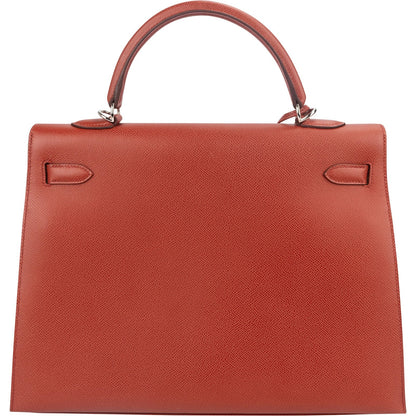 Hermès Epsom Leather Kelly Palladium 35 Sellier Handbag