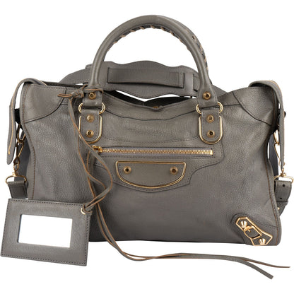 Balenciaga Grey Grained Leather City Handbag