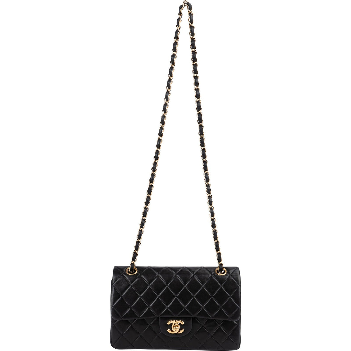 Chanel Quilted Lambskin 24K Gold Small Double Flap Shoulder Bag