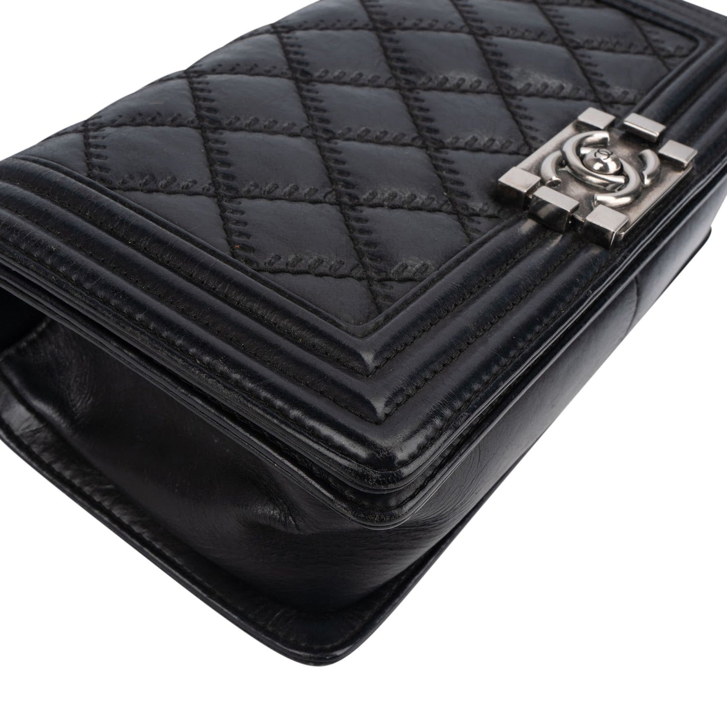 Chanel Aged Quilted Calfskin Medium Boy Crossbody Bag