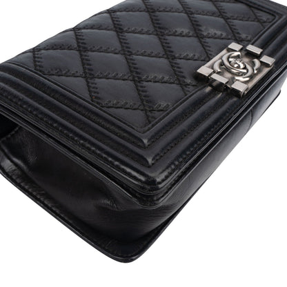 Chanel Aged Quilted Calfskin Medium Boy Crossbody Bag