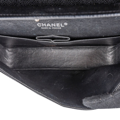 Chanel Quilted Caviar Leather Palladium Medium Double Flap Shoulder Bag