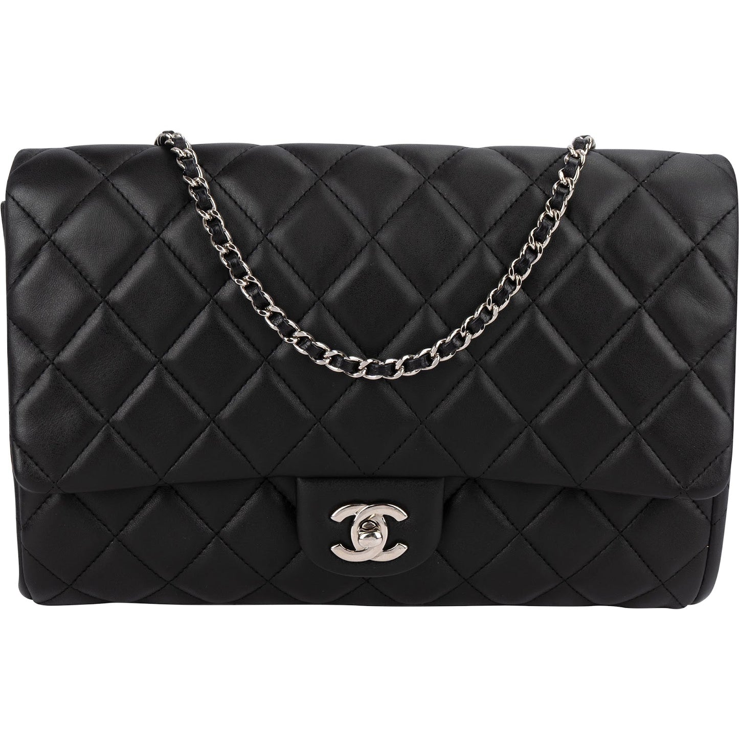 Chanel Quilted Lambskin Palladium Single Flap Shoulder Bag