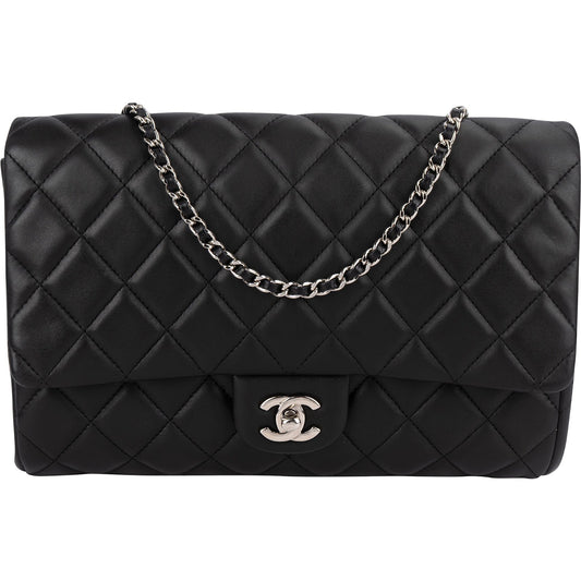 Chanel Quilted Lambskin Palladium Single Flap Shoulder Bag
