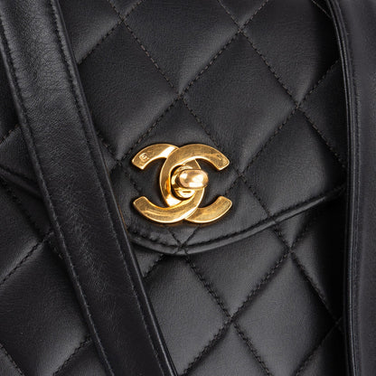 Chanel Quilted Lambskin 24K Gold Single Flap Crossbody Bag