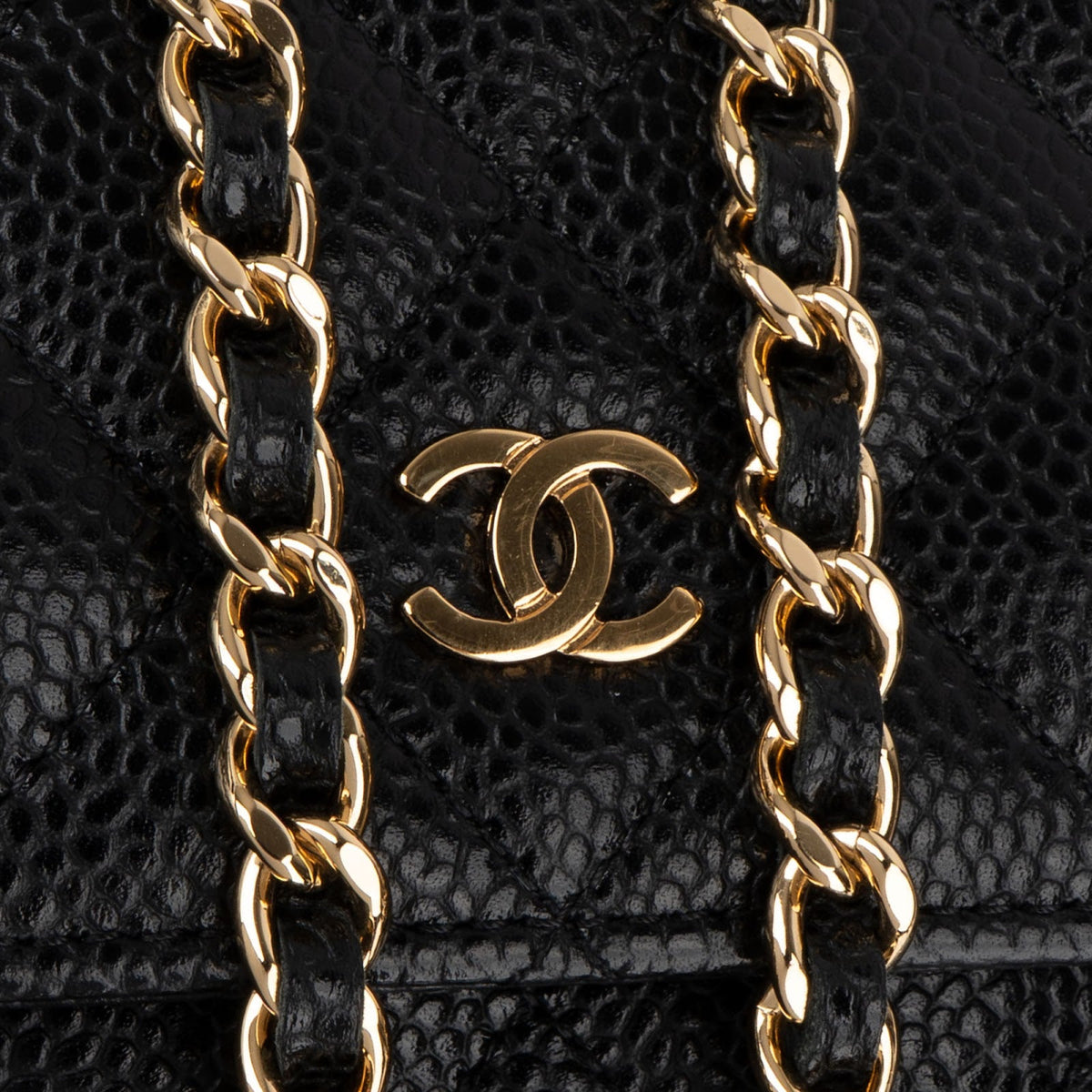 Chanel Quilted Caviar Leather Classic Wallet On Chain Crossbody Bag