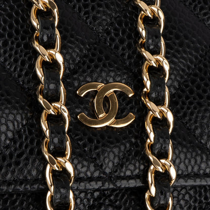 Chanel Quilted Caviar Leather Classic Wallet On Chain Crossbody Bag