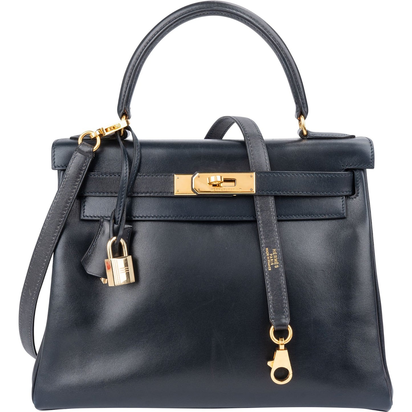 Hermès Blue Boxcalf Leather Kelly 28 Handbag