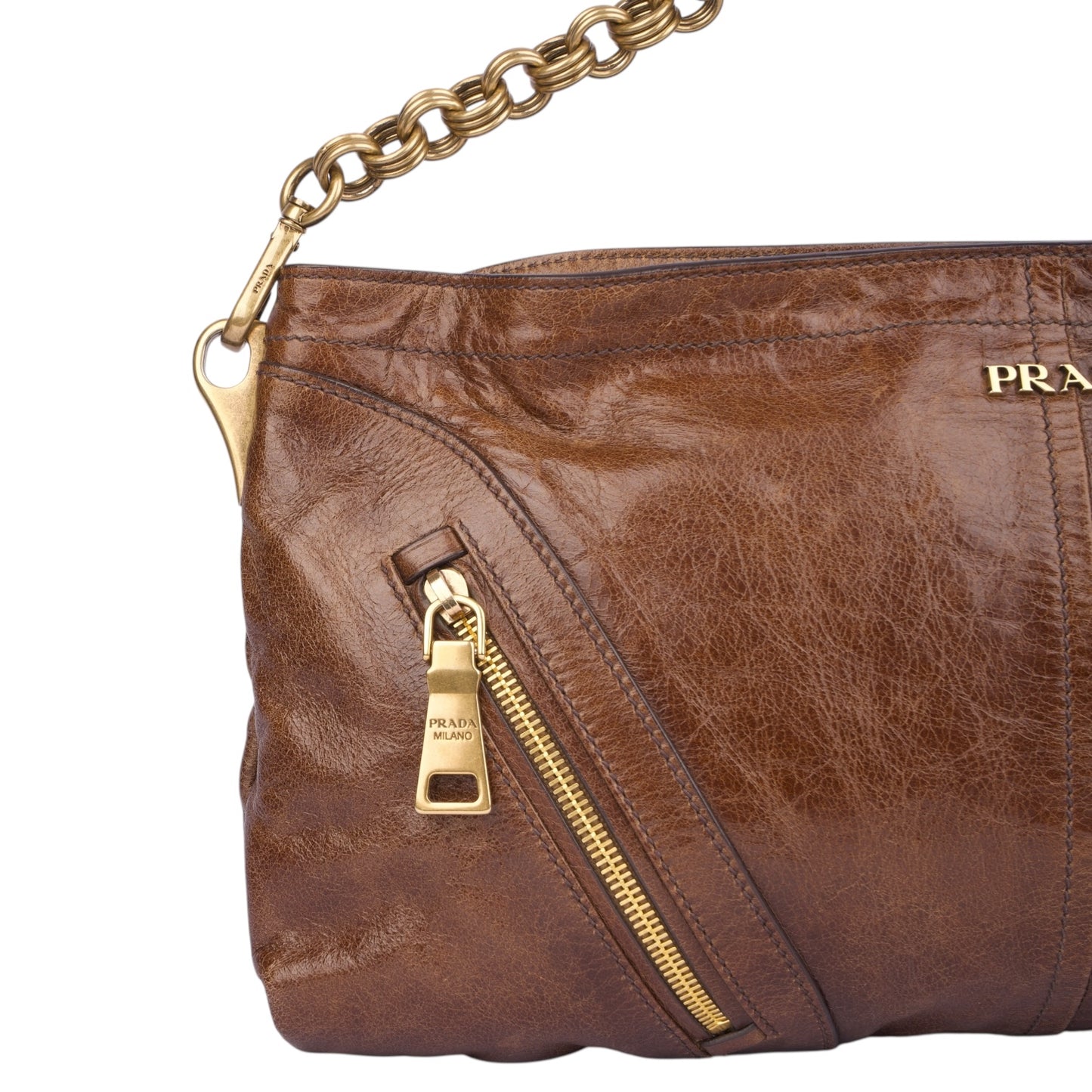 Prada Vitello Leather Shine Chain Shoulder Bag