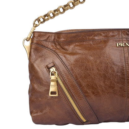 Prada Vitello Leather Shine Chain Shoulder Bag