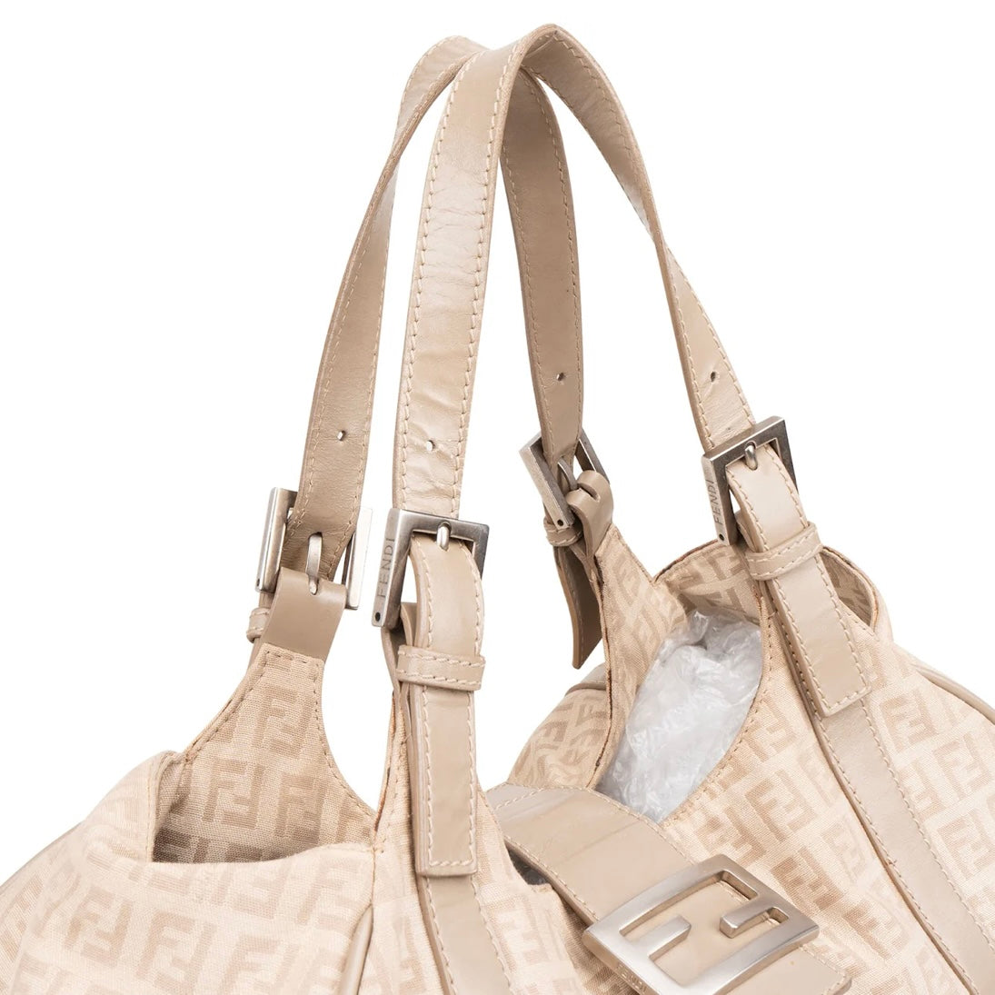 Fendi Monogram Zucca Baguette Buckle Shoulder Bag