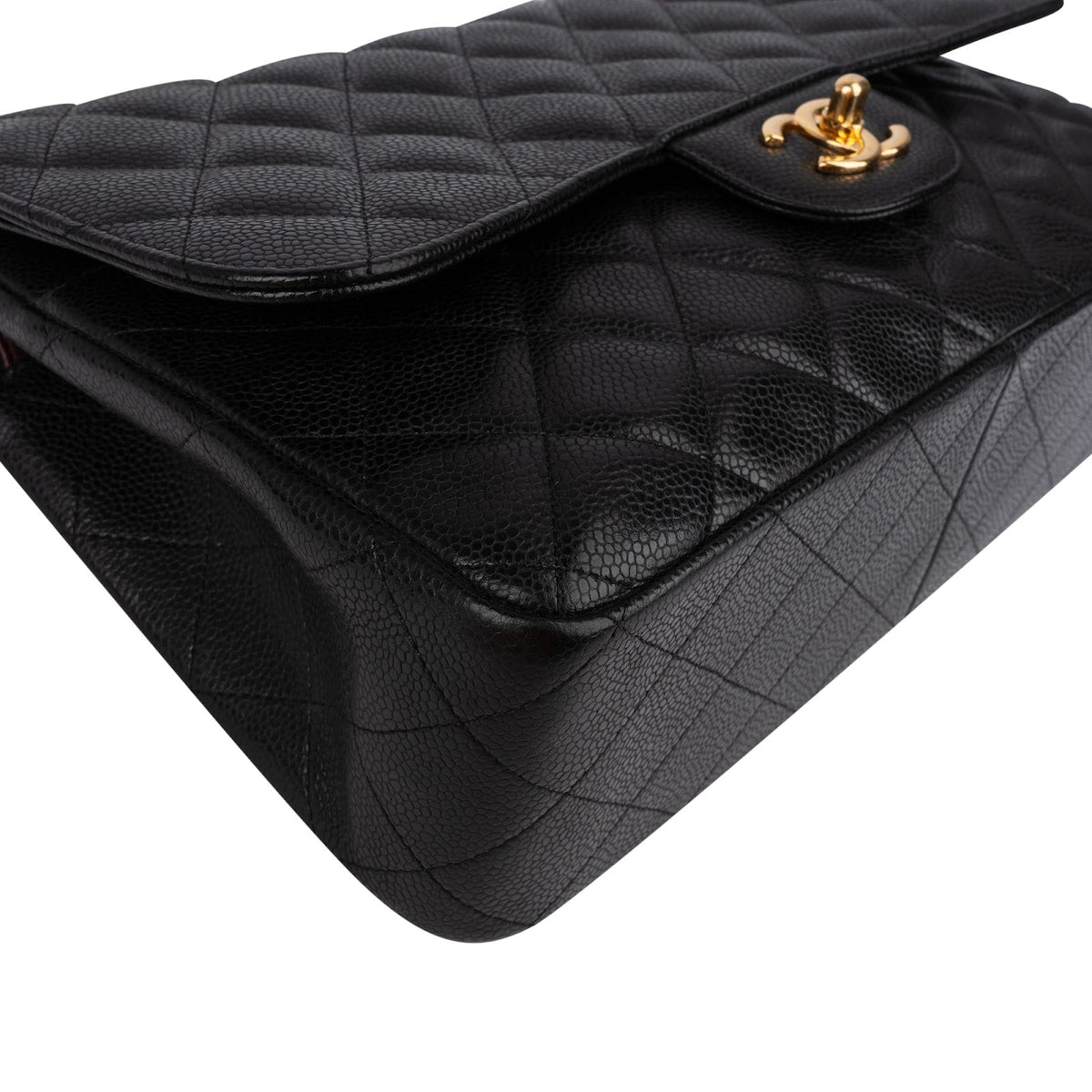 Chanel Quilted Caviar Leather Jumbo Double Flap Crossbody Bag