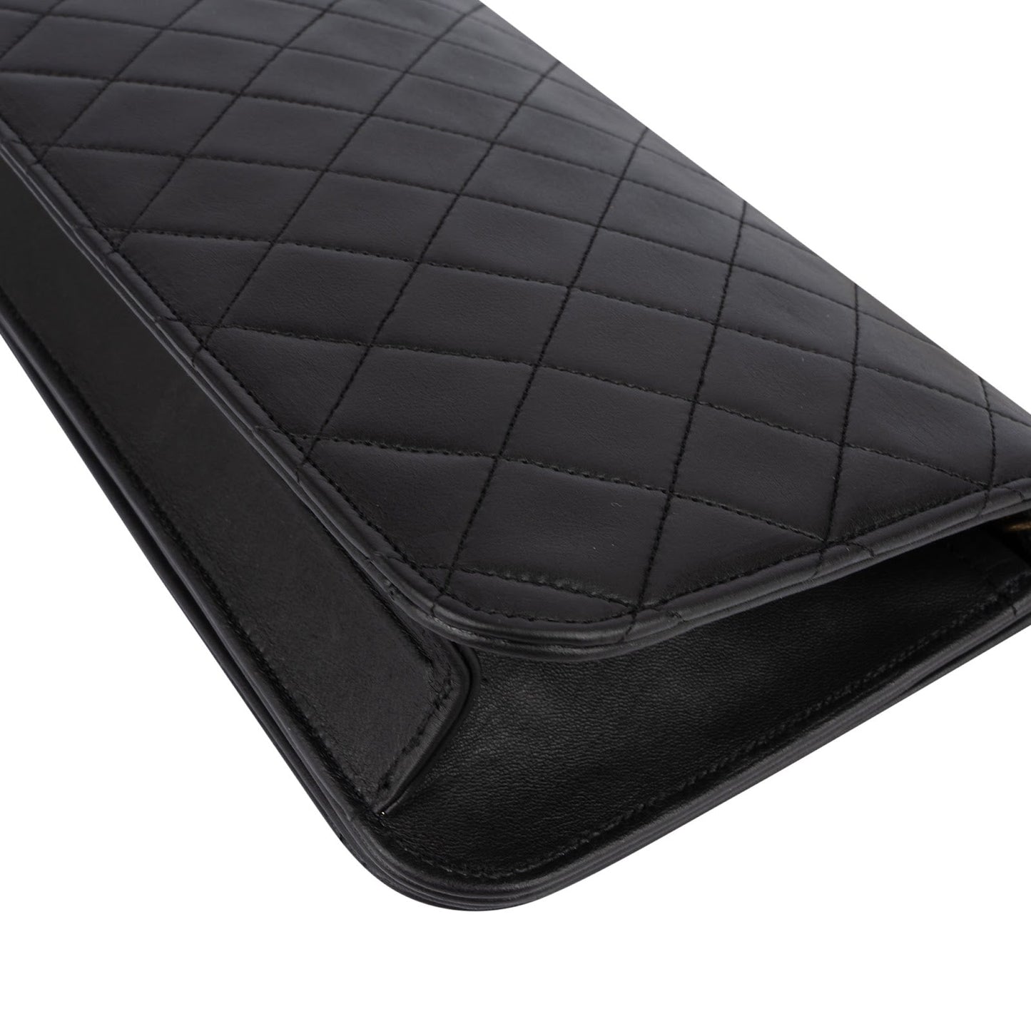 Chanel Quilted Lambskin 24K Gold Single Flap Shoulder Bag