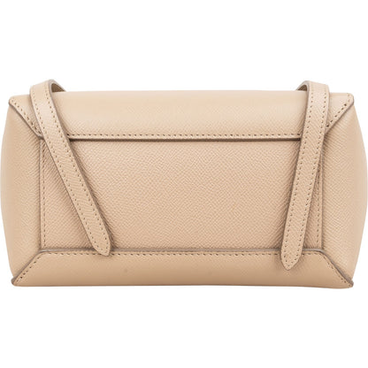 Celine Beige Grained Leather Belt Nano Handbag