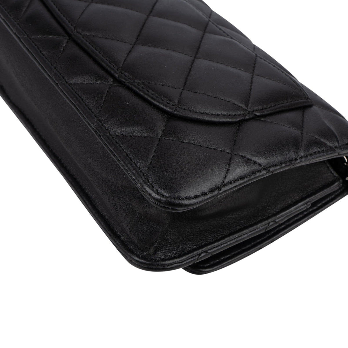 Chanel Quilted Lambskin Palladium Wallet On Chain Crossbody Bag