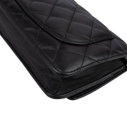 Chanel Quilted Lambskin Palladium Wallet On Chain Crossbody Bag