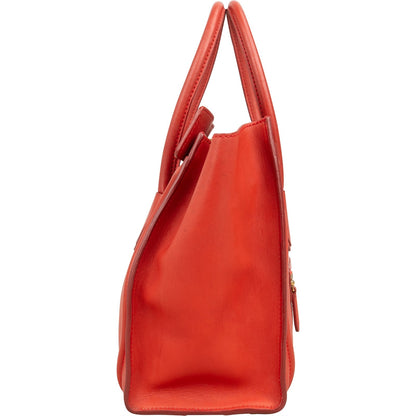 Céline Red Calf Leather Luggage Handbag