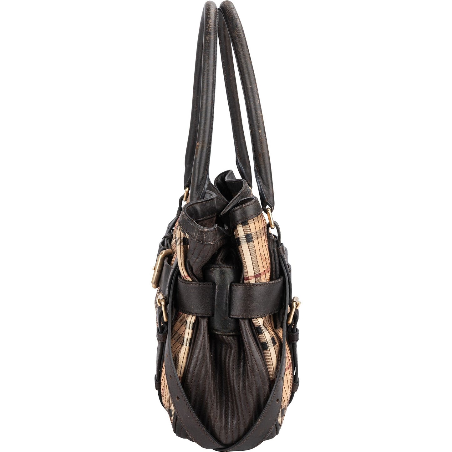 Burberry Pleated Haymarket Check Kentoville Handbag