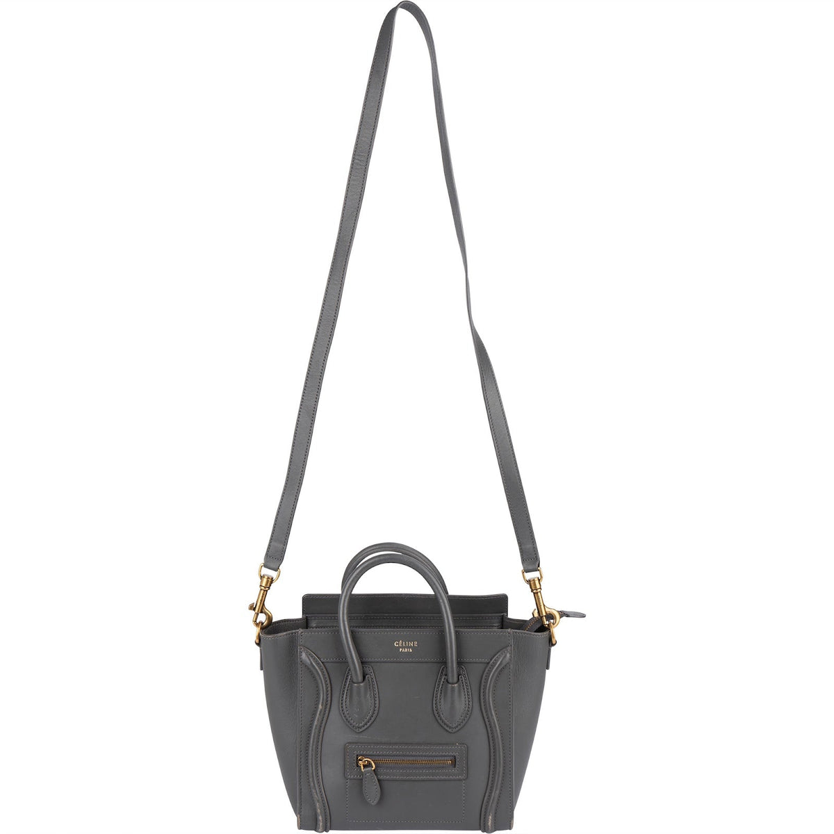 Céline Grey Leather Luggage Handbag